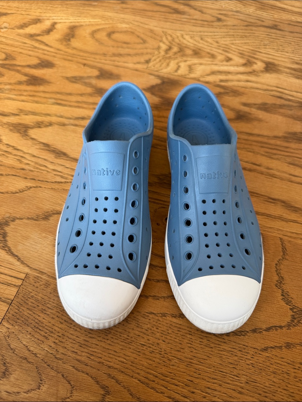 Native Kids Water Shoes in Light Blue with White Toe
